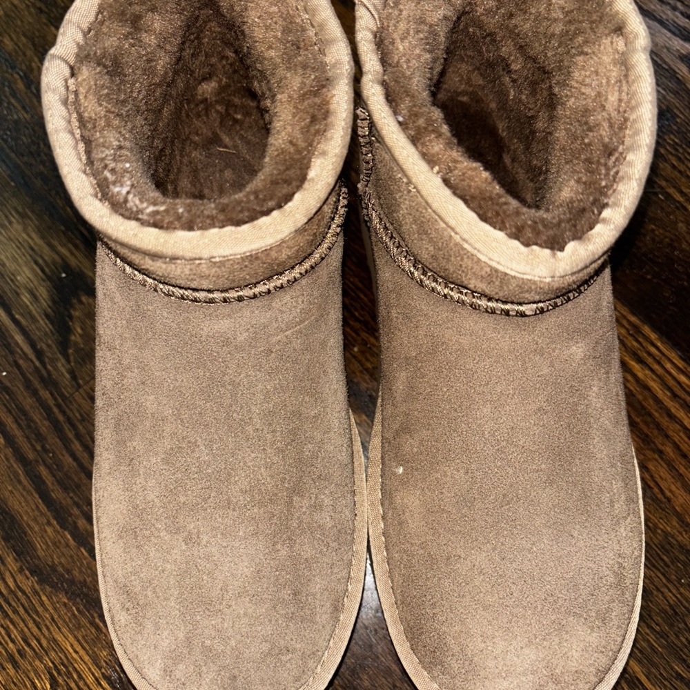 Cozy Brown Suede Platform Ankle Boots Sz 7
